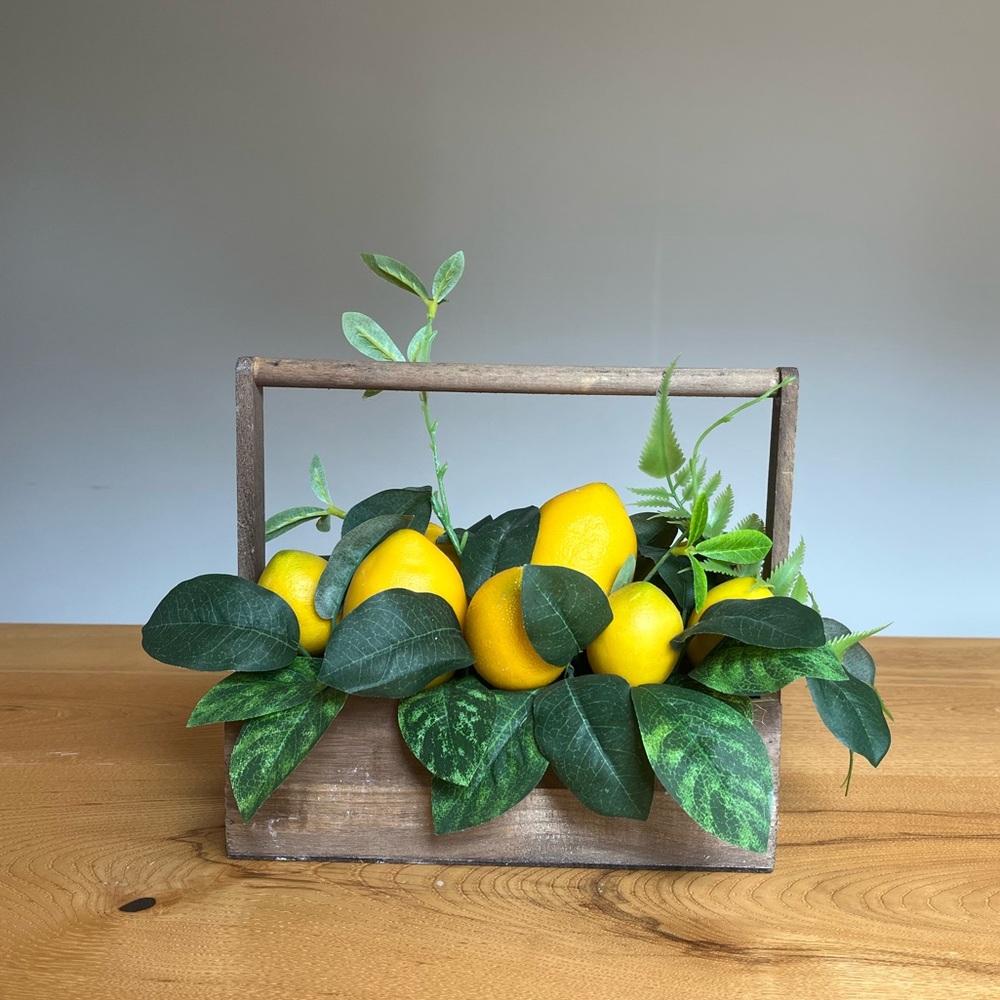 Faux lemon crate home decor